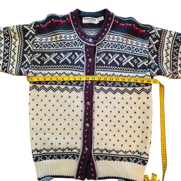 Vintage Fair Isle Nordic Sweater Size 38 Button Front Cardigan Wool Woodstock - Picture 9 of 15